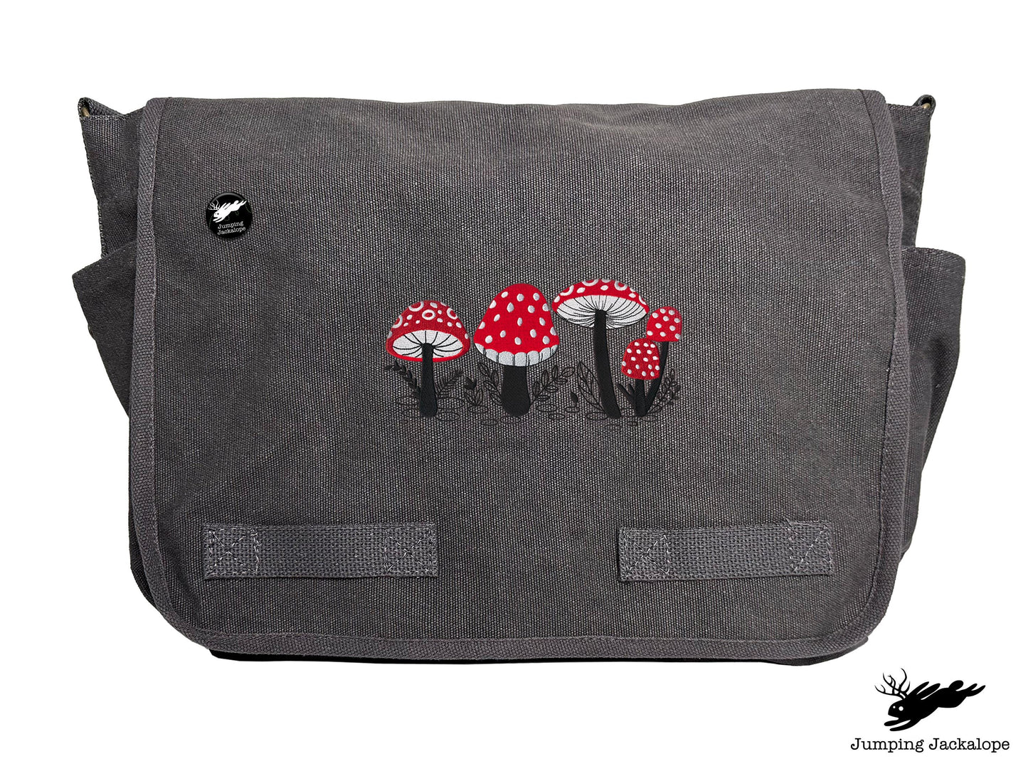 Morel of the Story Mushroom Design Embroidered Classic Canvas Messenger Bag