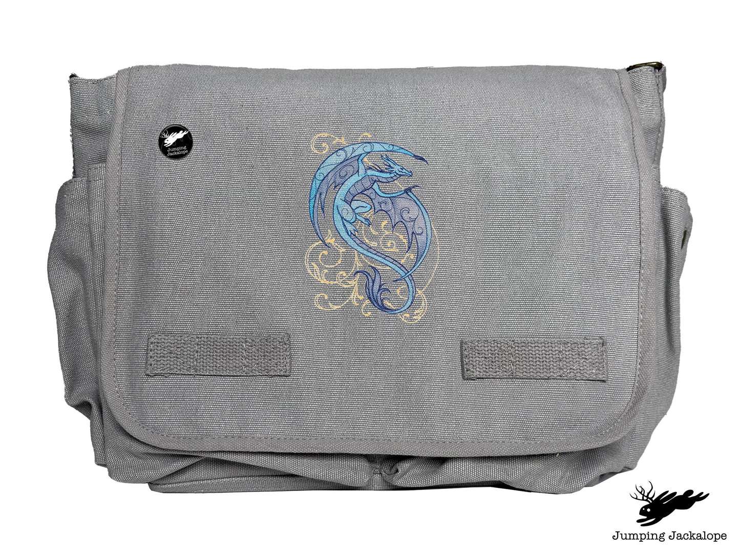 Dragon Spirals Embroidered Classic Canvas Messenger Bag