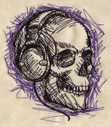 Skull Canvas Messenger Bag, Rockin' Skull Embroidered Canvas Messenger Bag