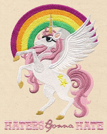 Haters Gonna Hate Fabulous Unicorn Embroidered Canvas Field Bag