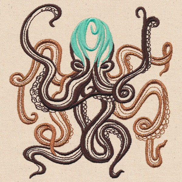 Sea Treasure - Octopus, Octopus Bag, Octopus Embroidered Canvas Tech, Tablet, iPad, Kindle, Fire, Camera Bag