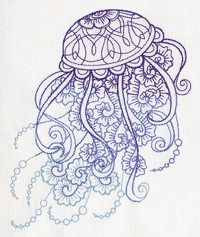 Drifting Jellyfish Embroidered Canvas Messenger Bag