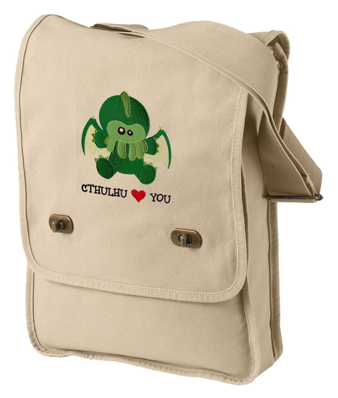 Cthulhu Loves You Embroidered Canvas Field Bag