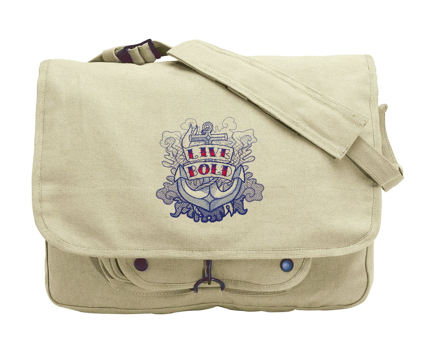 The Seven Seas - Live Bold Tattoo Embroidered Canvas Messenger Bag
