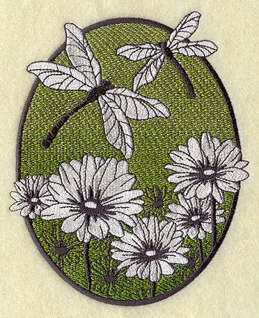 Spring Dragonfly Oval Embroidered Canvas Messenger Bag