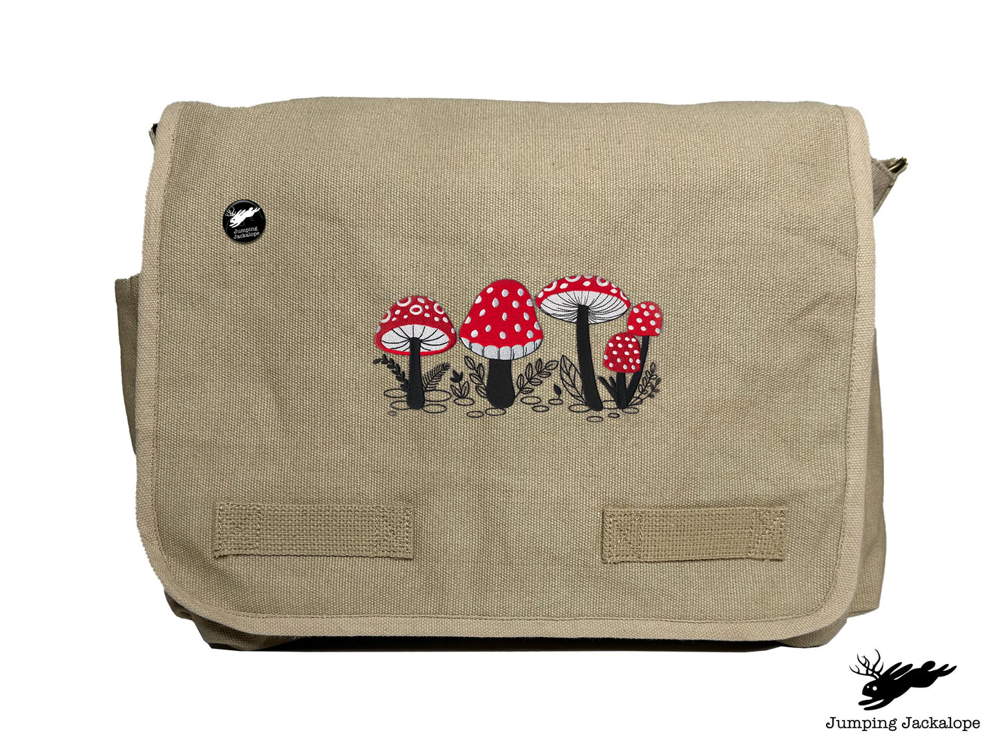 Morel of the Story Mushroom Design Embroidered Classic Canvas Messenger Bag