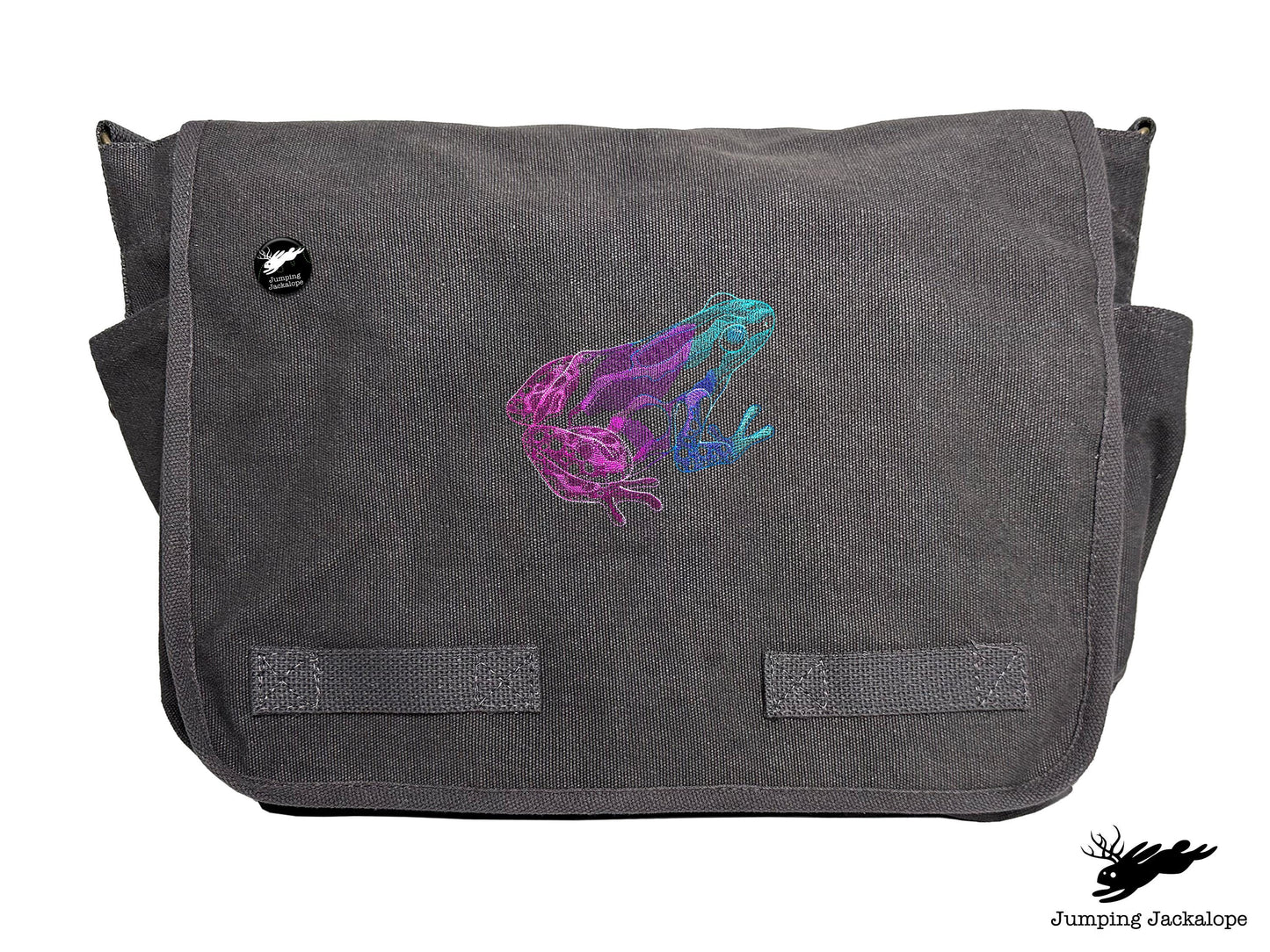 Tropical Dart Frog Embroidered Classic Canvas Messenger Bag