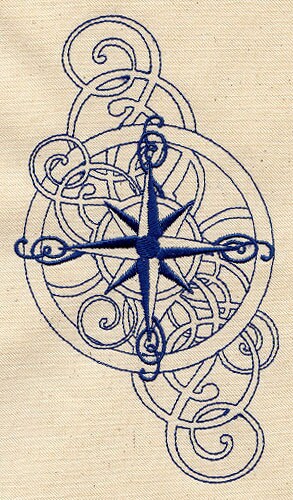 Compass Field Bag Nautical Rose Embroidered Canvas Field Bag