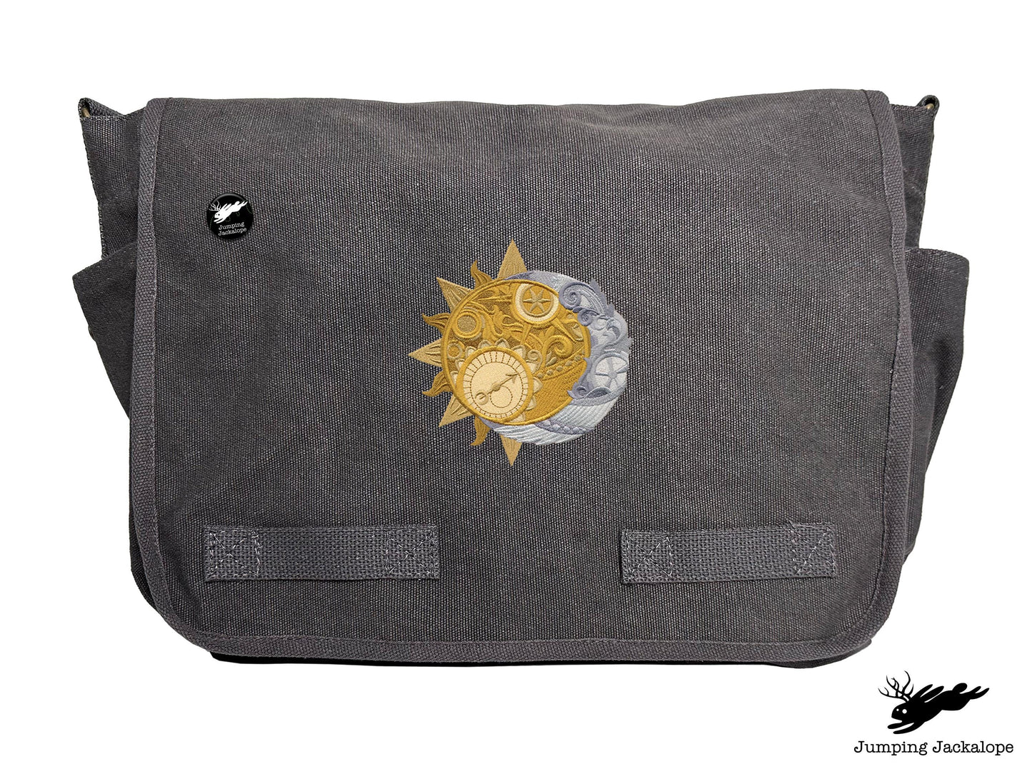 Clockwork Heavens Design Embroidered Classic Canvas Messenger Bag