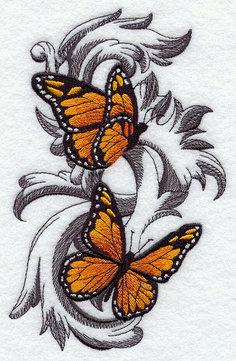 Monarch Butterflies in Flight Embroidered Canvas Messenger Bag