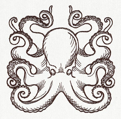 Nauticus - Octopus Embroidered Canvas Messenger Bag