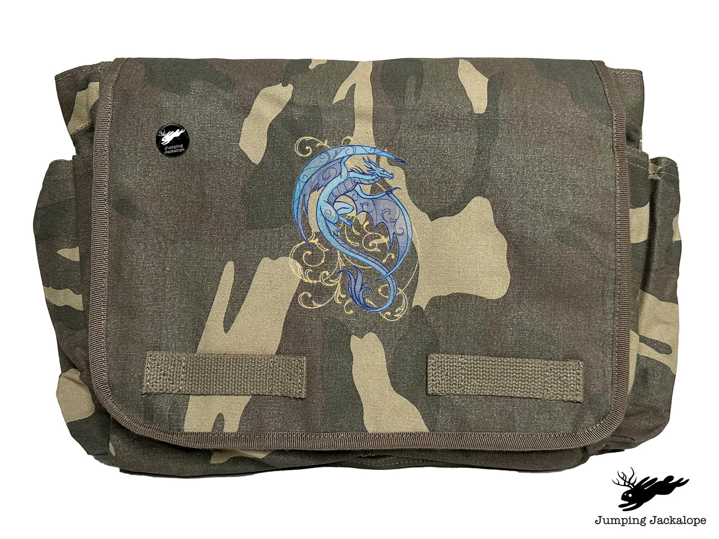 Dragon Spirals Embroidered Classic Canvas Messenger Bag