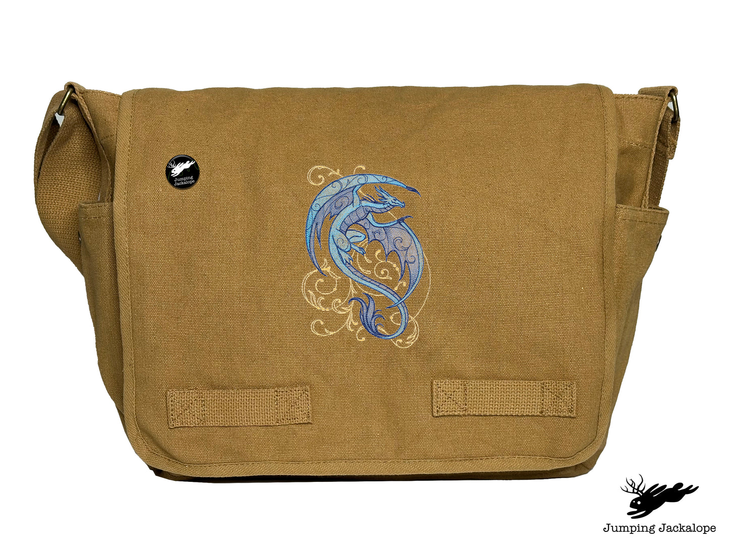 Dragon Spirals Embroidered Classic Canvas Messenger Bag