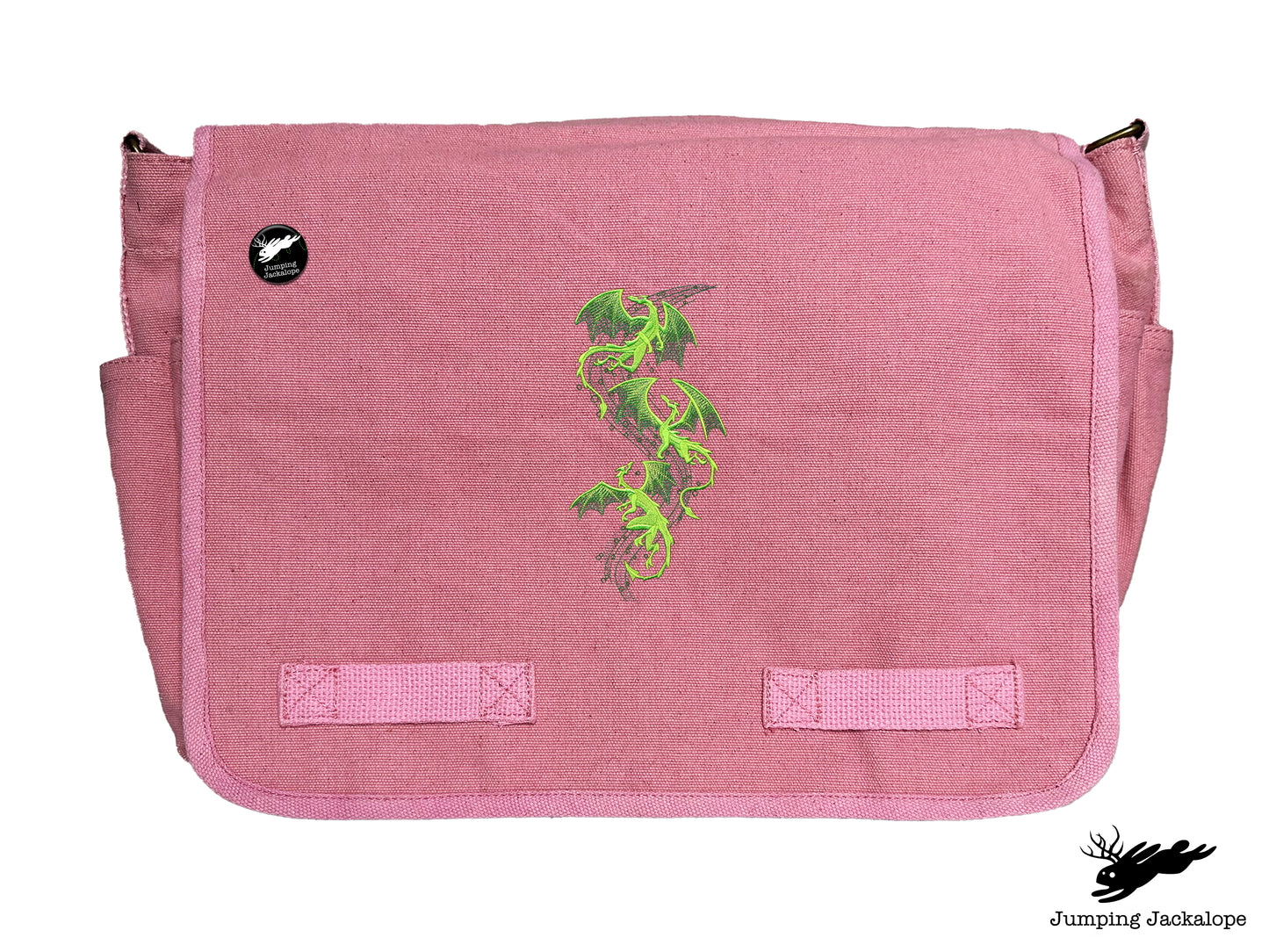Mythical Dragon Cascade Embroidered Classic Canvas Messenger Bag