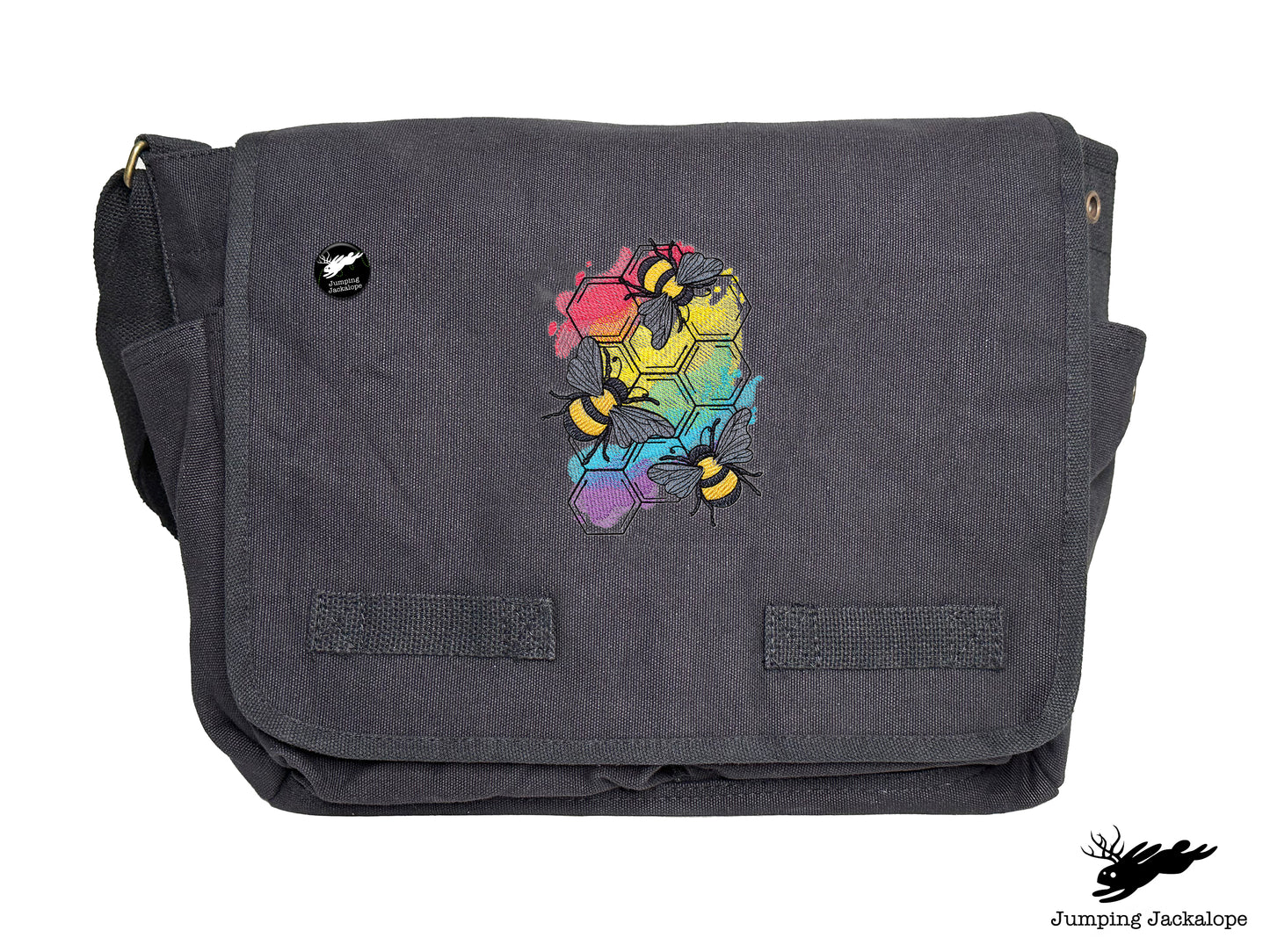 Rainbows & Bees Embroidered Messenger Bag
