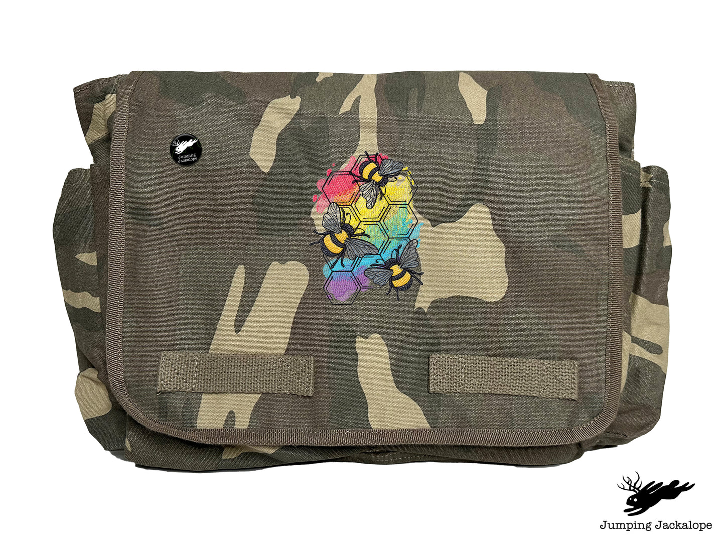 Rainbows & Bees Embroidered Messenger Bag