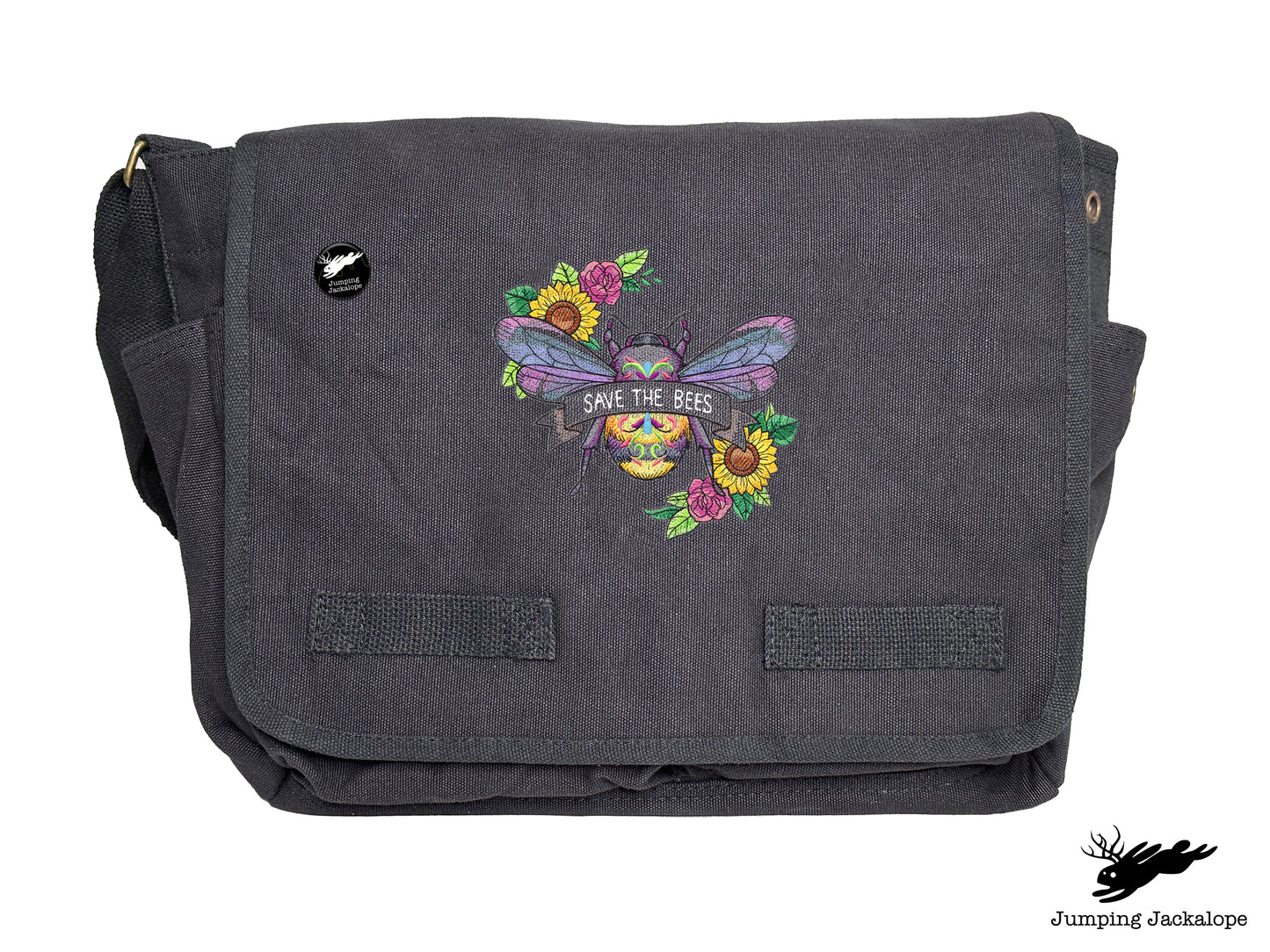 Save the Bees Embroidered Messenger Bag