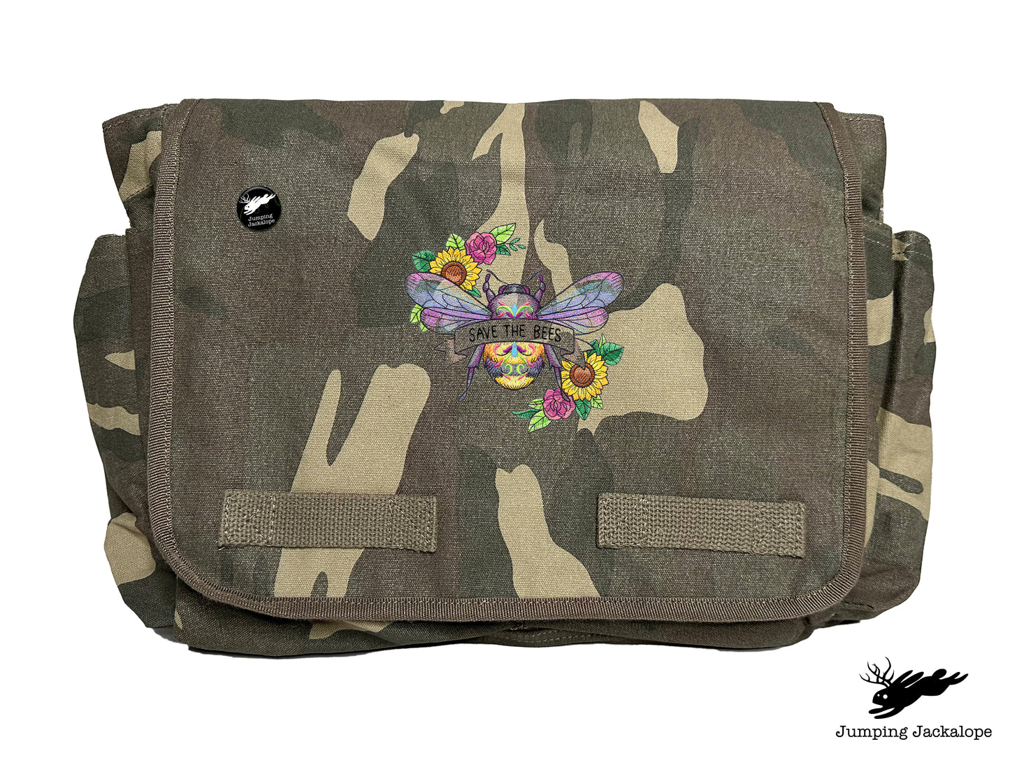 Save the Bees Embroidered Messenger Bag