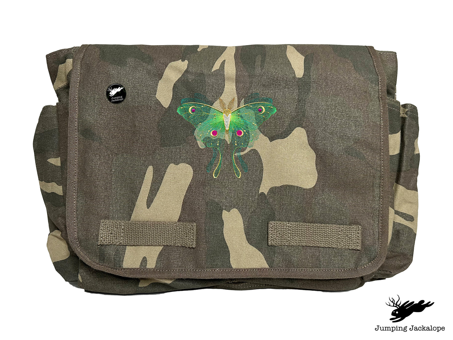 Sheer Illusions Luna Moth Embroidered Messenger Bag