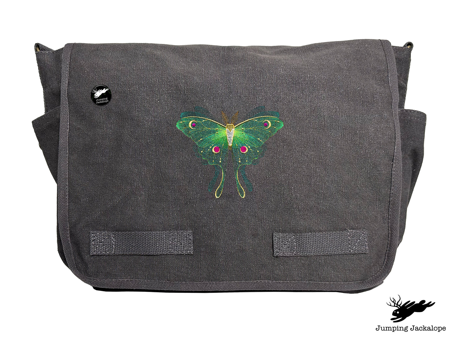 Sheer Illusions Luna Moth Embroidered Messenger Bag
