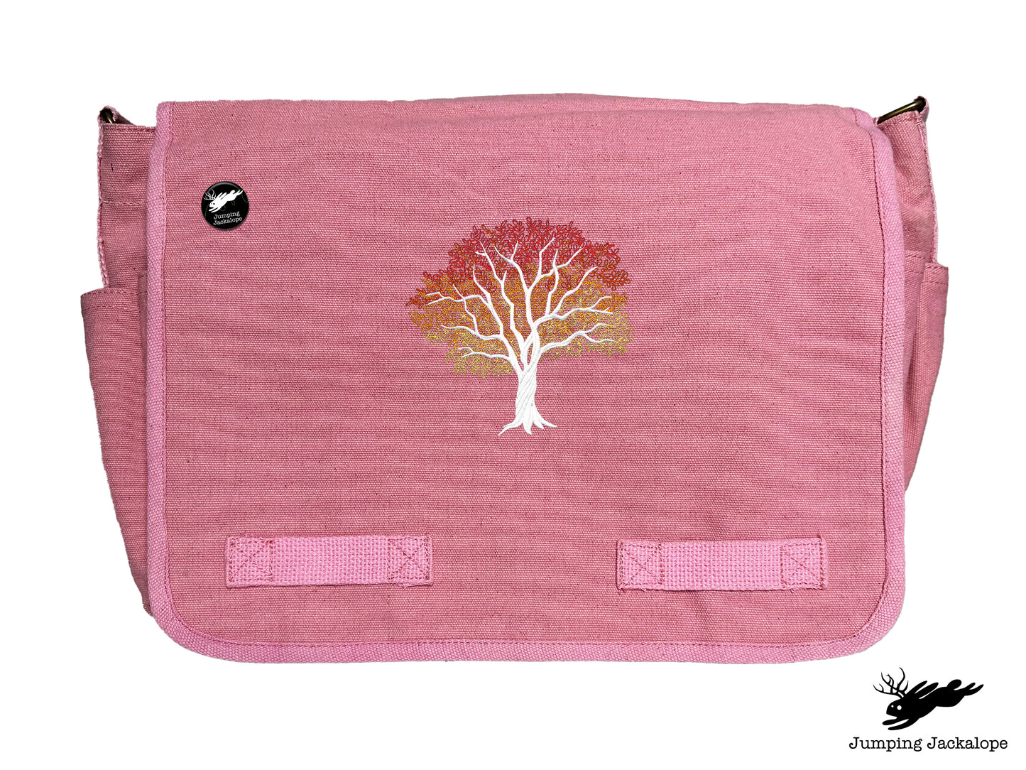 Signs of Autumn Tree Embroidered Messenger Bag
