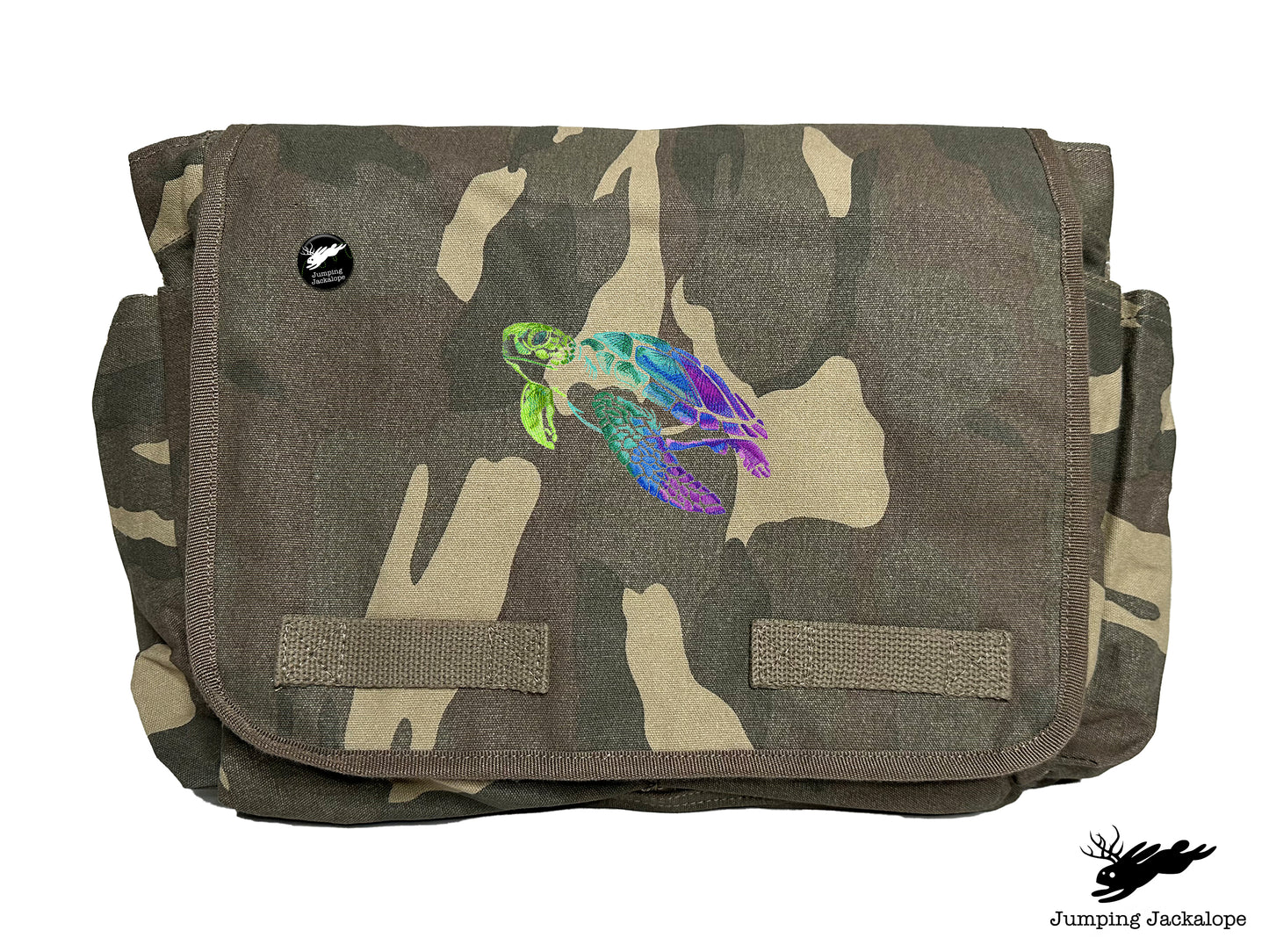 Spectrums of the Ocean Sea Turtle Embroidered Messenger Bag
