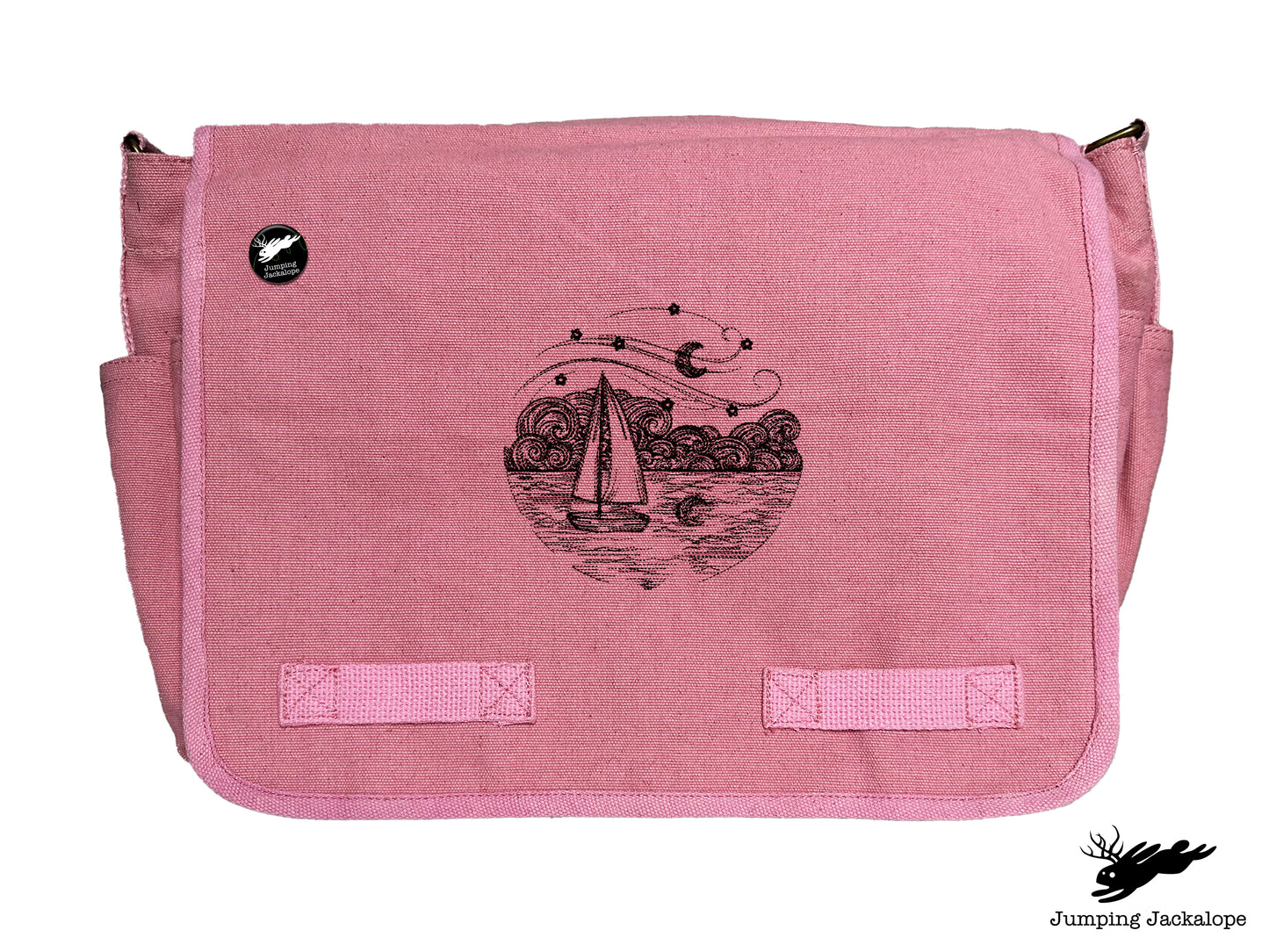 Starry Night Ocean Scene Embroidered Messenger Bag