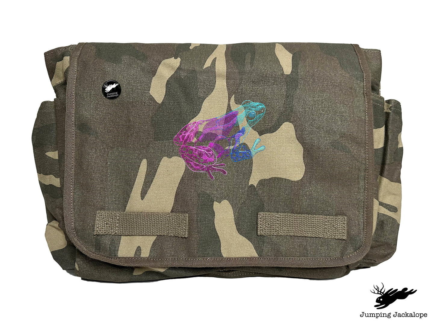Tropical Dart Frog Embroidered Classic Canvas Messenger Bag