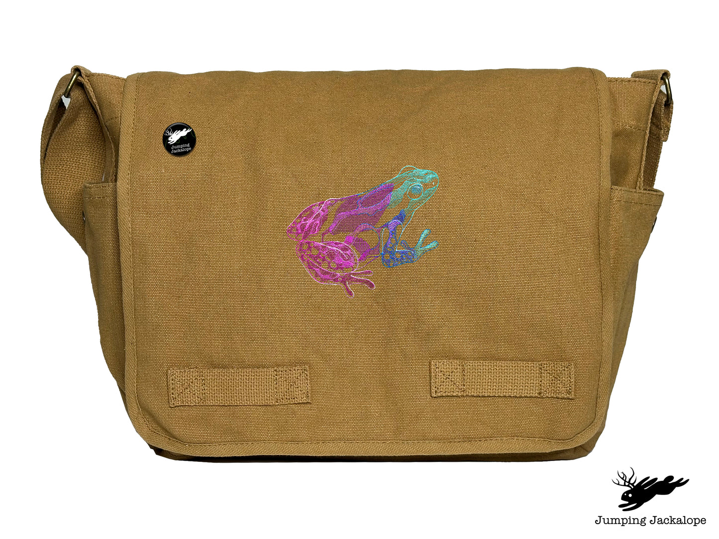 Tropical Dart Frog Embroidered Classic Canvas Messenger Bag