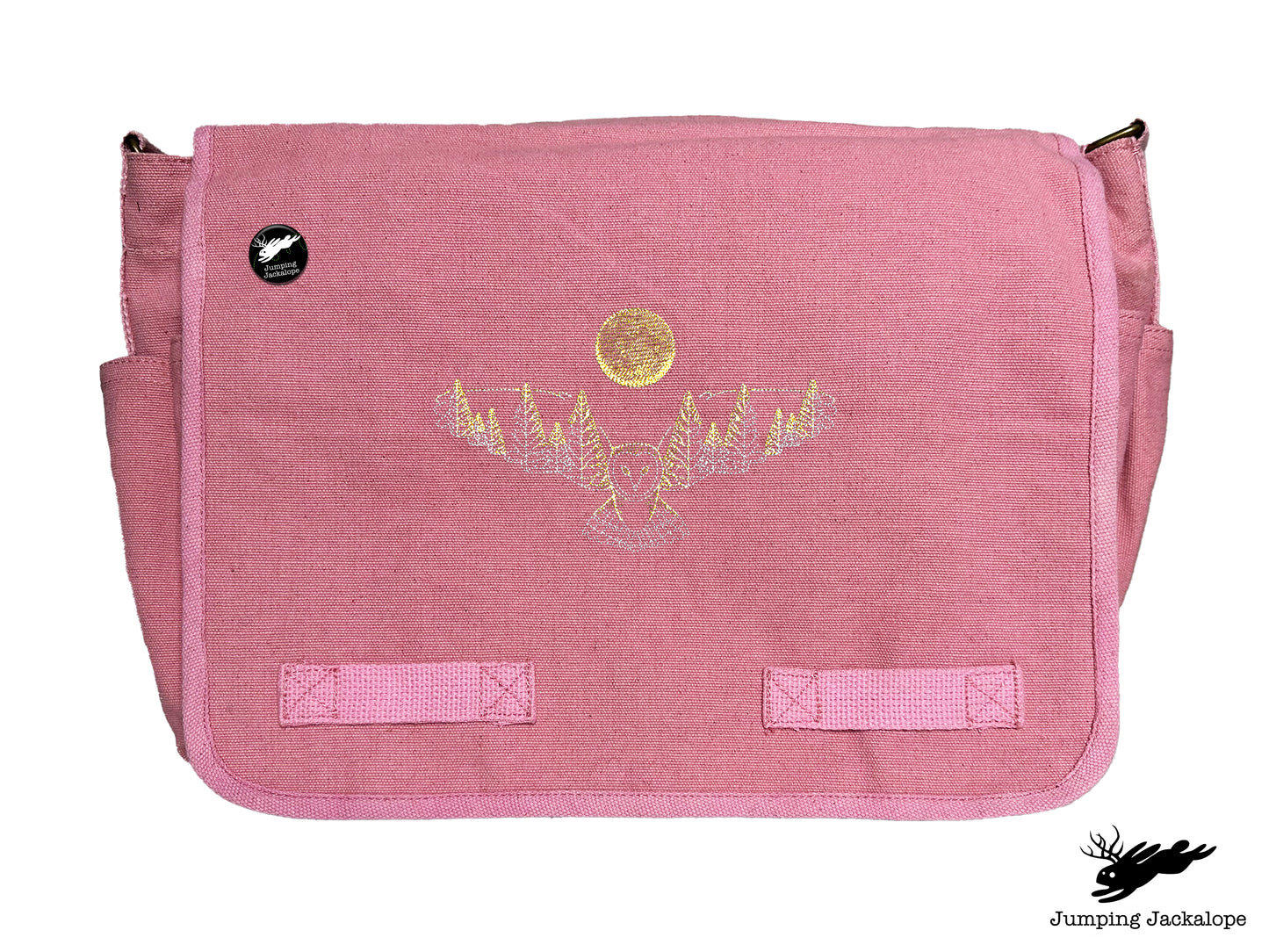 Under the Full Moon Forest Night Owl Embroidered Classic Canvas Messenger Bag
