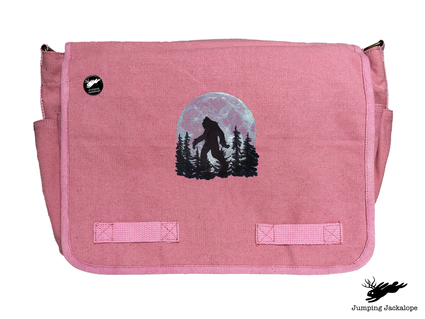 Under the Moonlight Bigfoot Embroidered Classic Canvas Messenger Bag