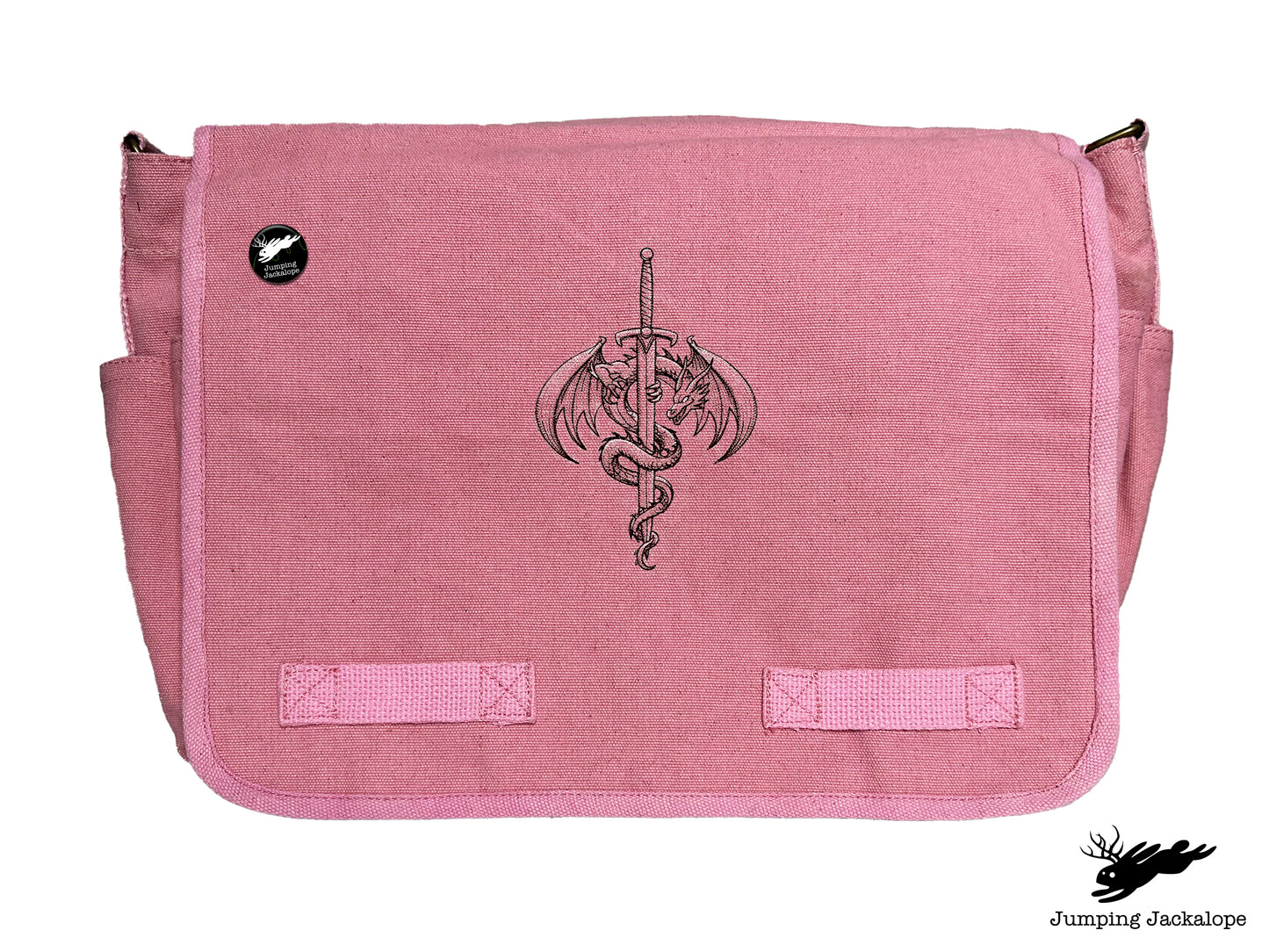 What Doesn't Kill You Dragon and Sword Embroidered Classic Canvas Messenger Bag