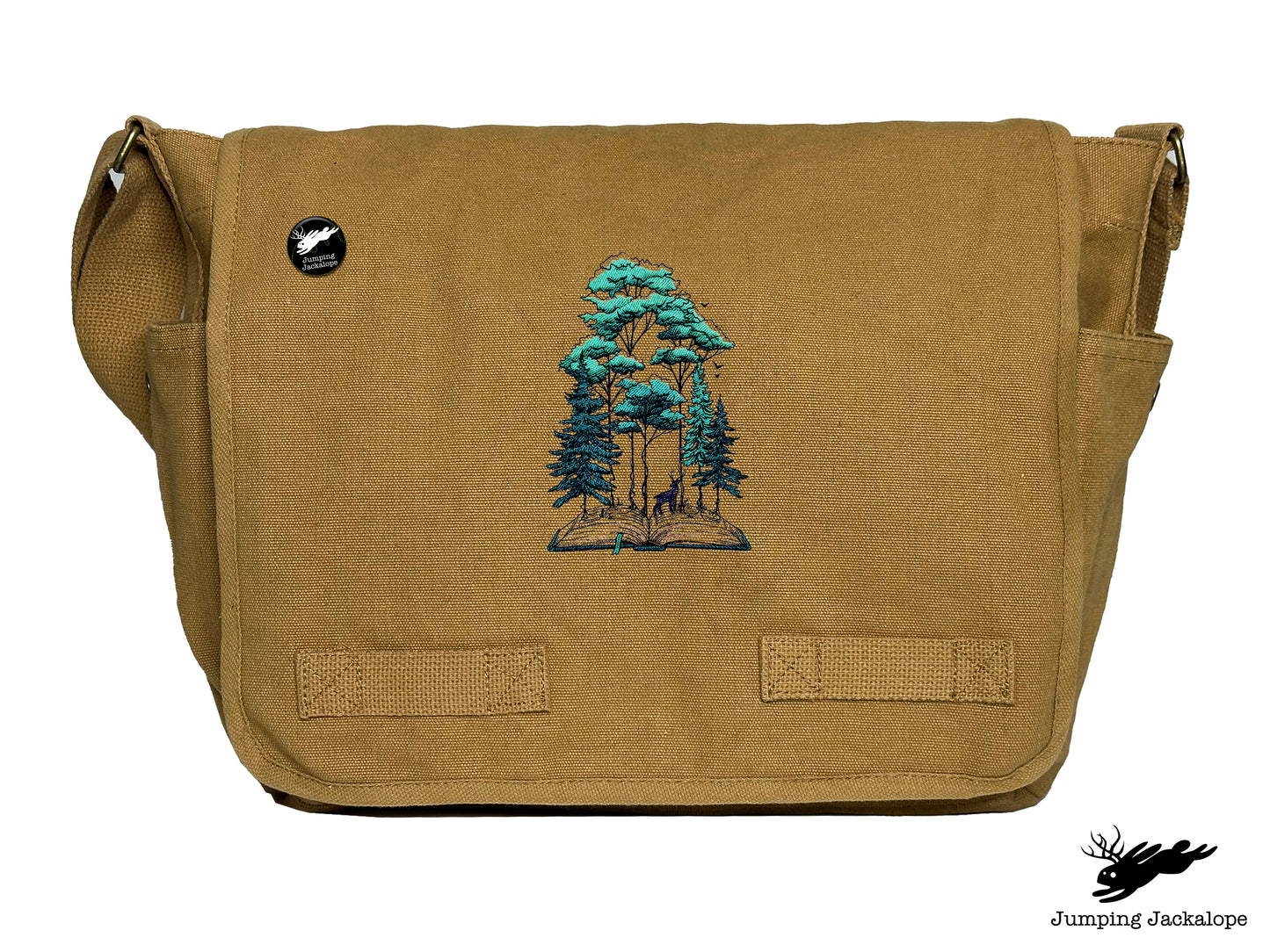 Woodland Storytime Book Embroidered Classic Canvas Messenger Bag
