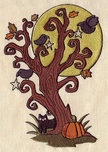 Spooky Tree Embroidered Canvas Field Bag