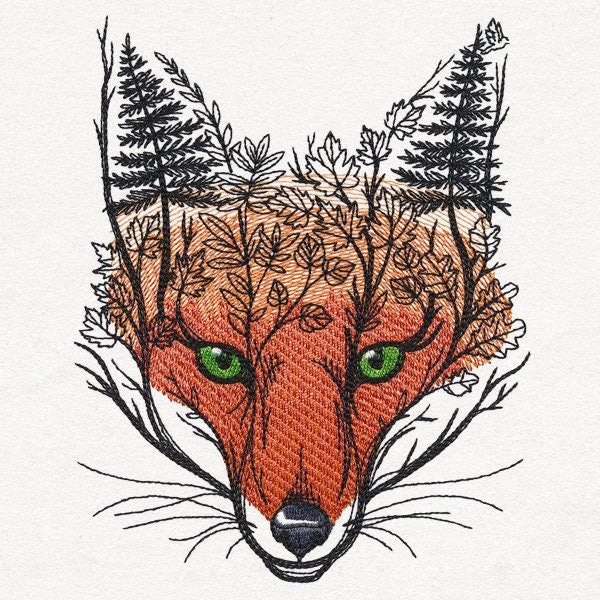 Autumn Fox Embroidered Canvas Field Bag