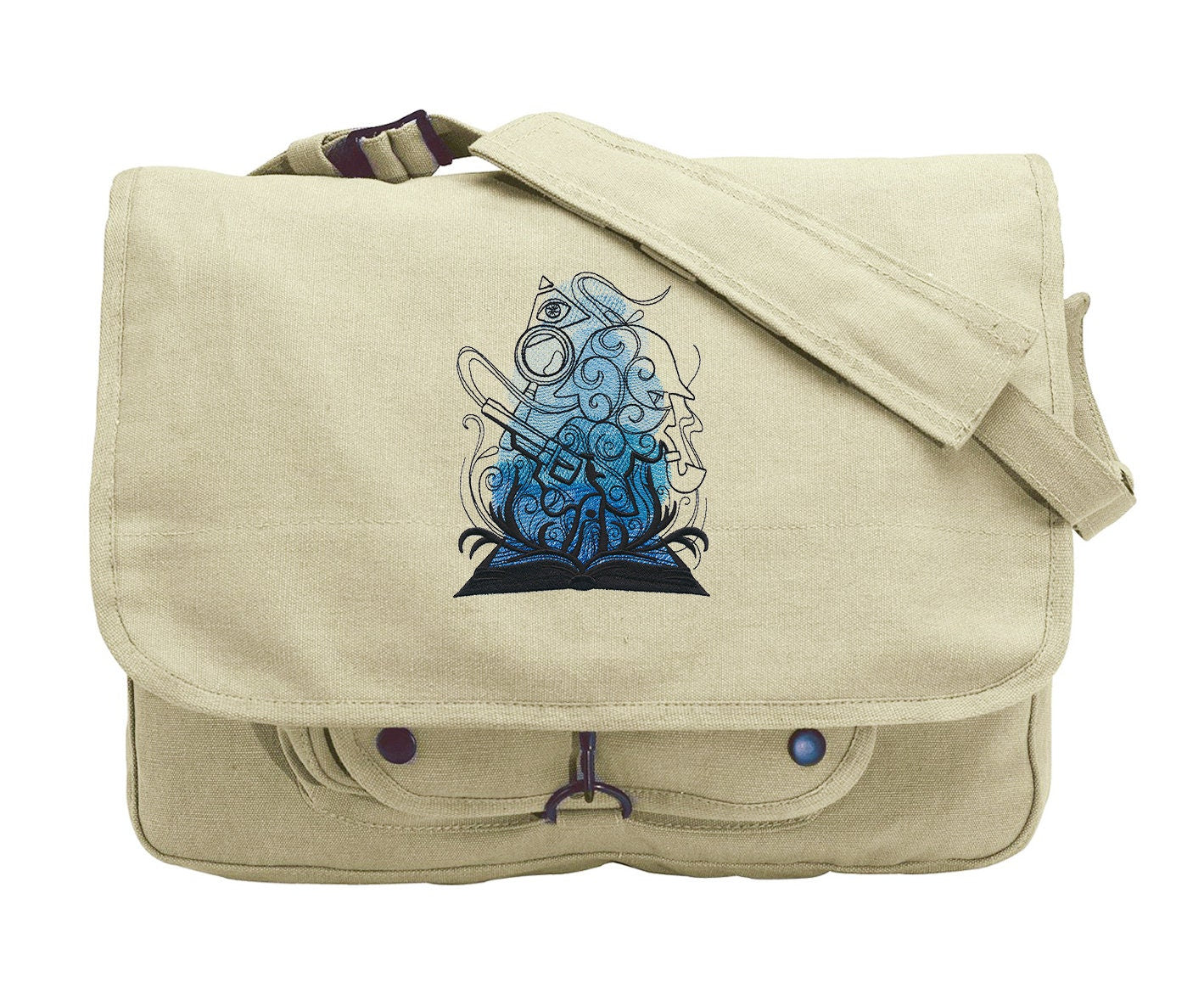 Literary Magic - Mystery Bag, Book Messenger Bag, Book Love Canvas Bag, Mystery Book Embroidered Canvas Messenger Bag