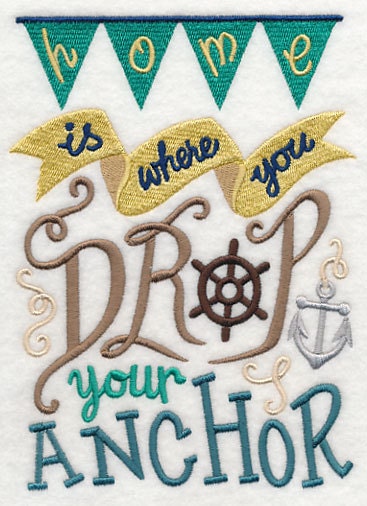 Home is Where You Drop Your Anchor Embroidered Canvas Messenger Bag
