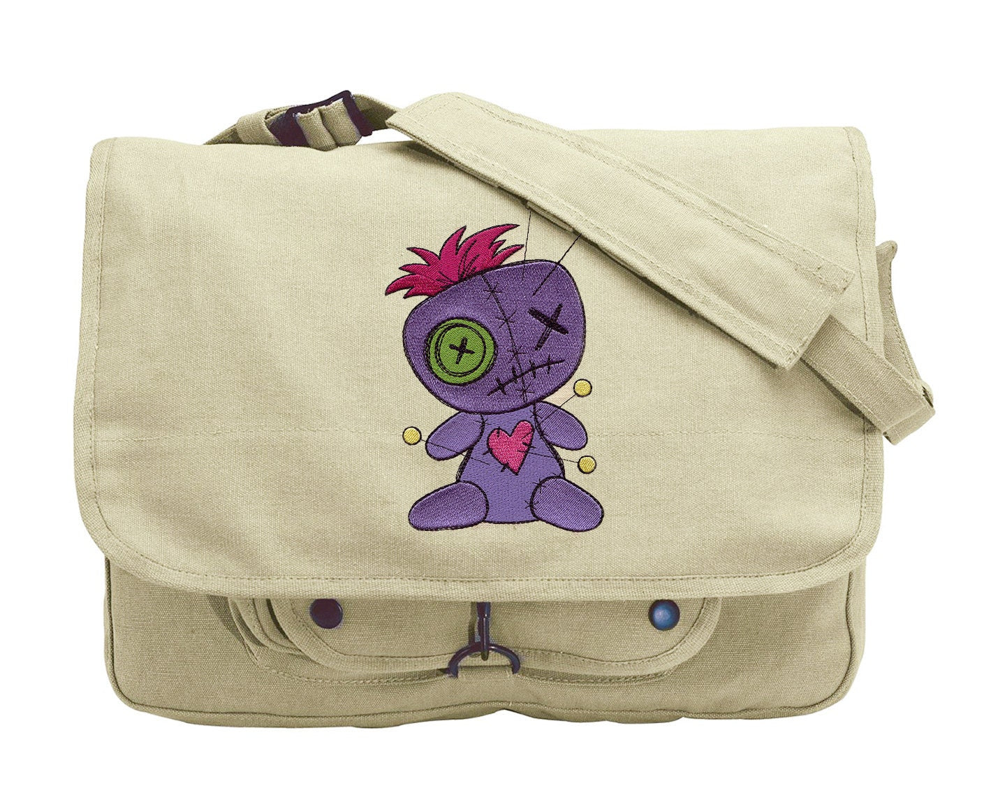 Voodoo Doll Embroidered Canvas Messenger Bag
