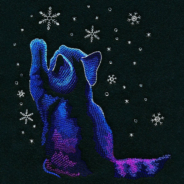 Winter Snowfall Kitty, Cat Design Bag Embroidered Canvas Messenger Bag