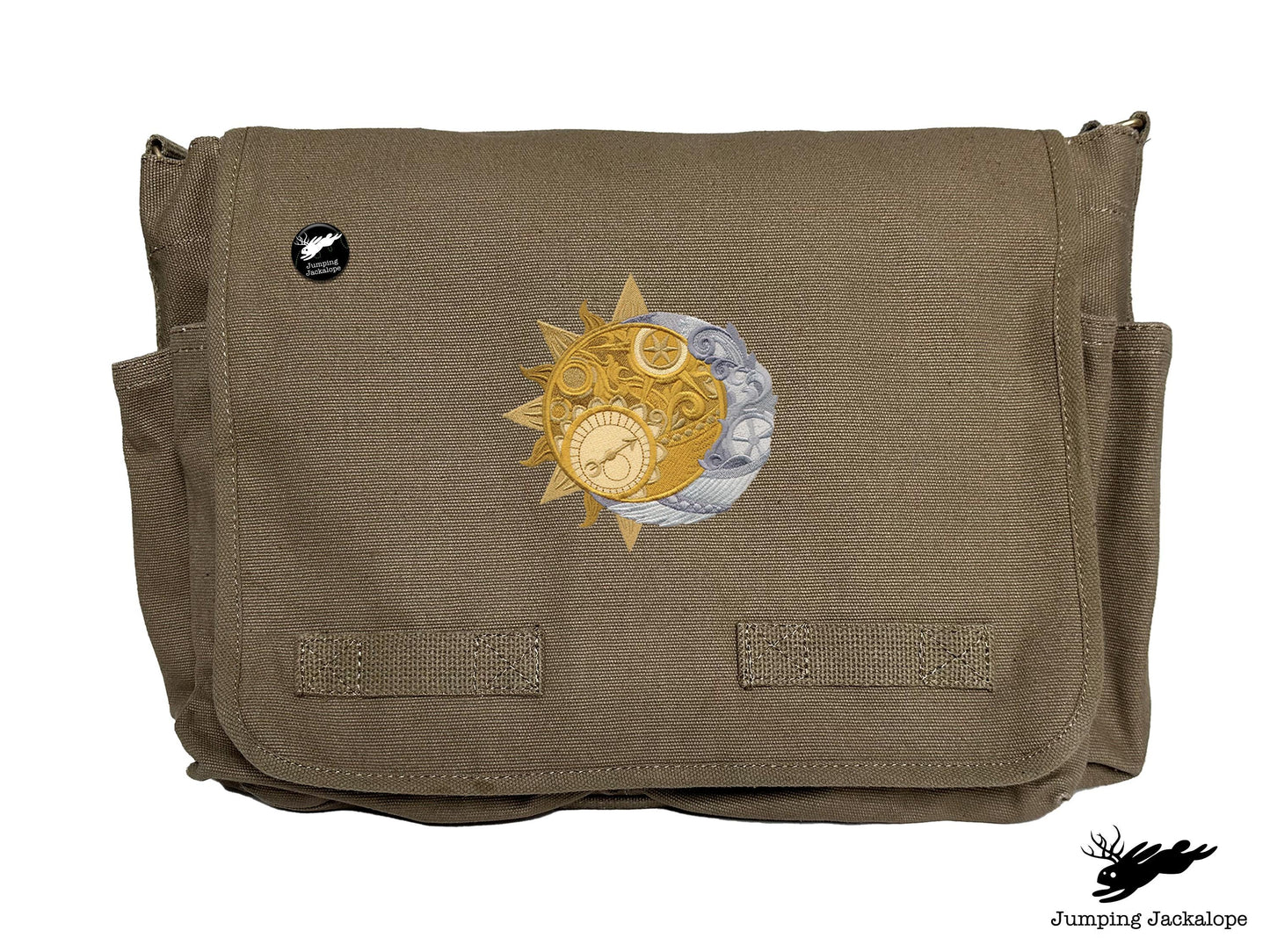 Clockwork Heavens Design Embroidered Classic Canvas Messenger Bag