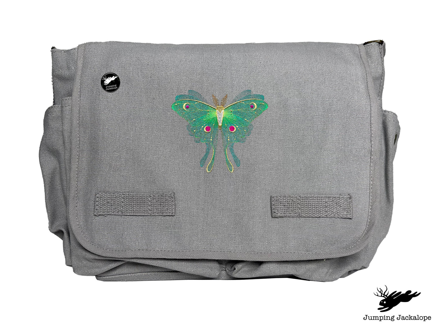 Sheer Illusions Luna Moth Embroidered Messenger Bag