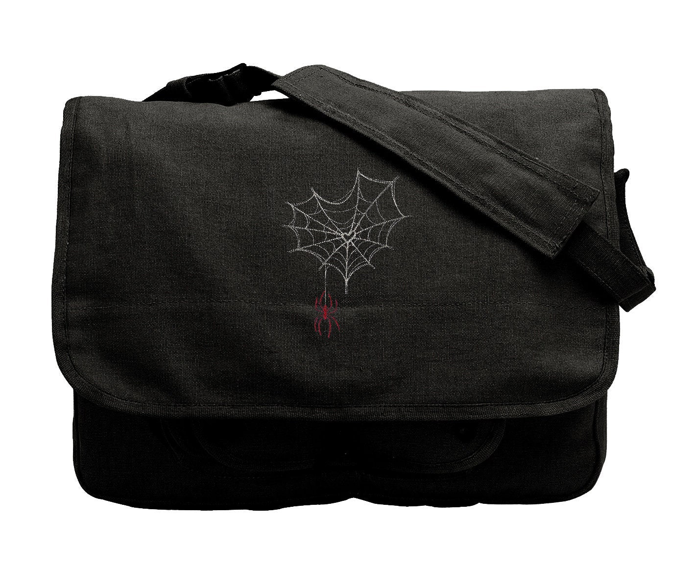 Web of Love Spider Embroidered Canvas Messenger Bag
