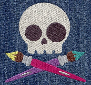Skully Artist Embroidered Canvas Field Bag