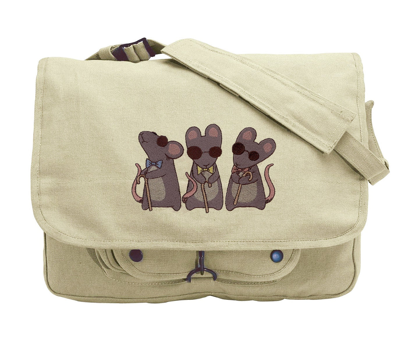 Nursery Rhymes - Three Blind Mice Embroidered Canvas Messenger Bag