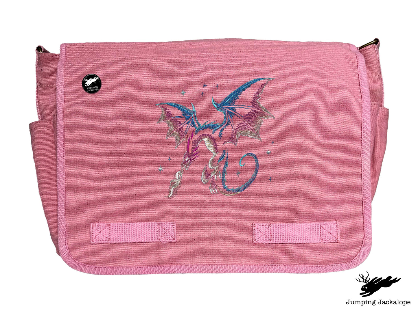 Celestial Glow Dragon Embroidered Classic Canvas Messenger Bag