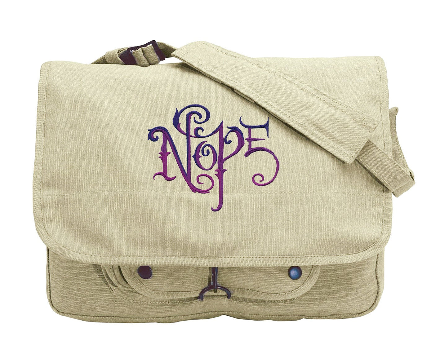 Nope - Funny Embroidered Canvas Messenger Bag