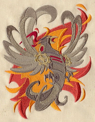 Steampunk Bag, Steampunk Messenger Bag, Steampunk Phoenix Embroidered Canvas Field Bag
