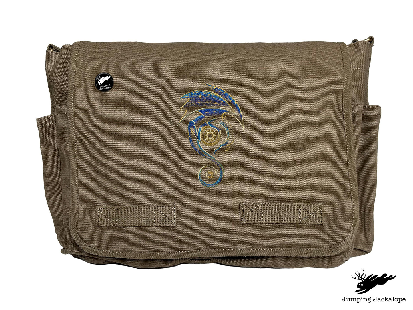 From the Sun to the Moon Celestial Dragon Embroidered Classic Canvas Messenger Bag