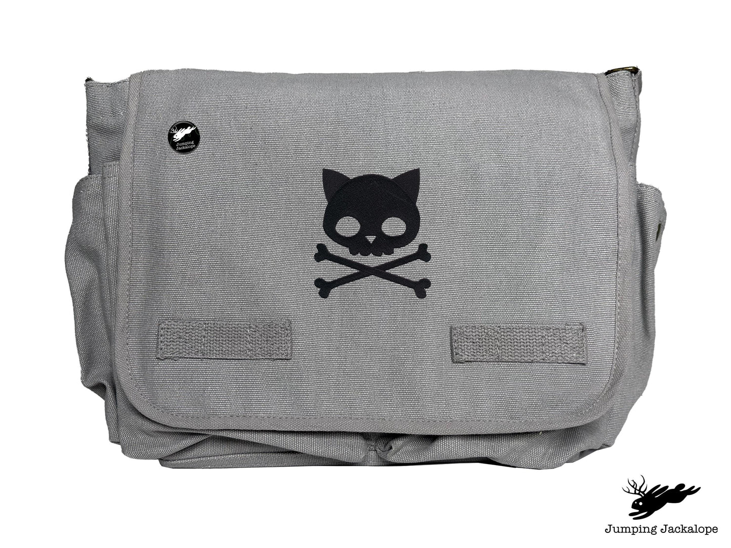 Punk Kitty Design Embroidered Classic Canvas Messenger Bag