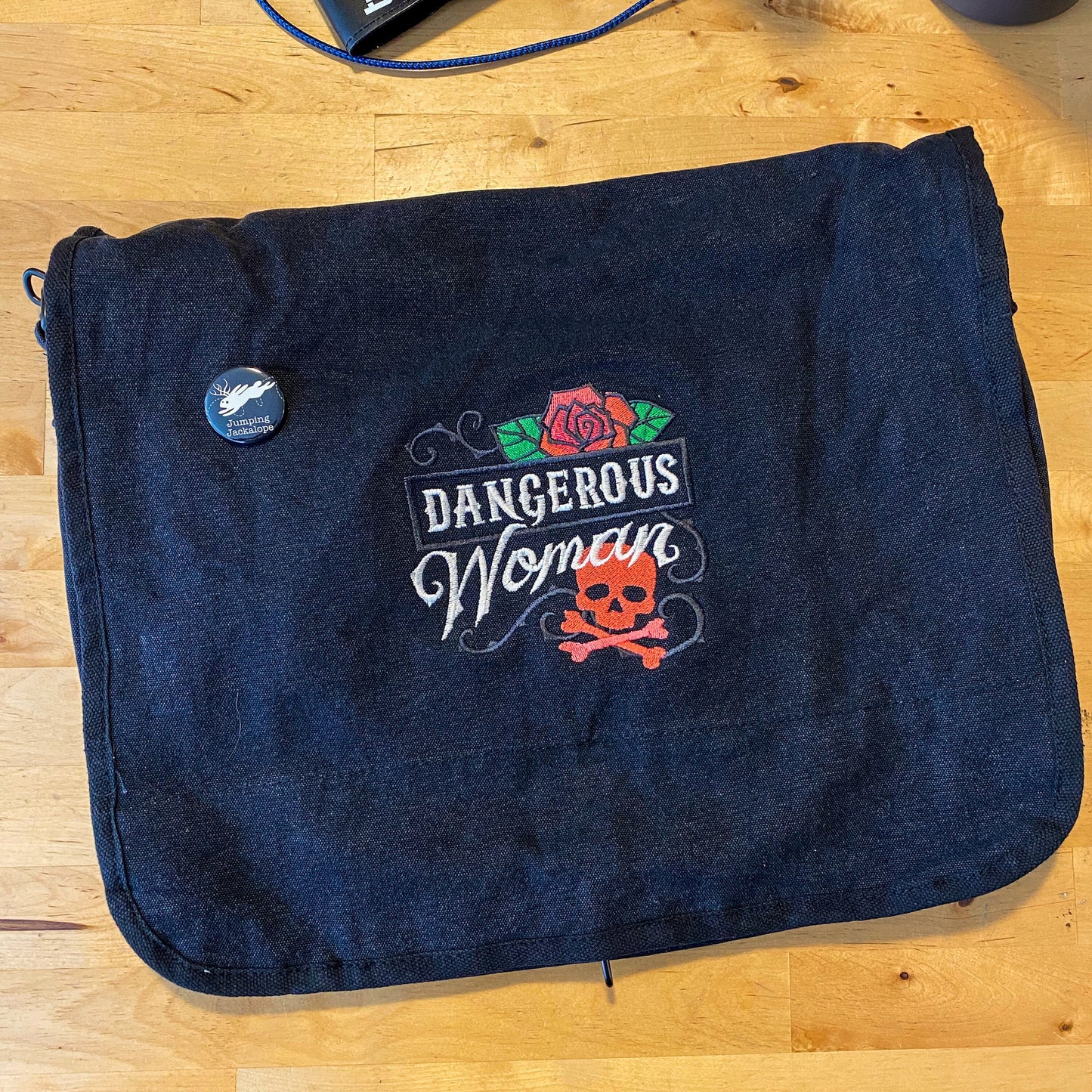 Femme Fatale - Dangerous Woman Embroidered Canvas Messenger Bag